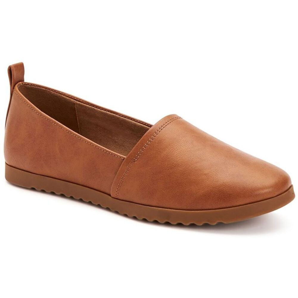 Style & Co. Womens Nouraa Tan Faux Leather Comfort Flats Loafers Shoes NWT